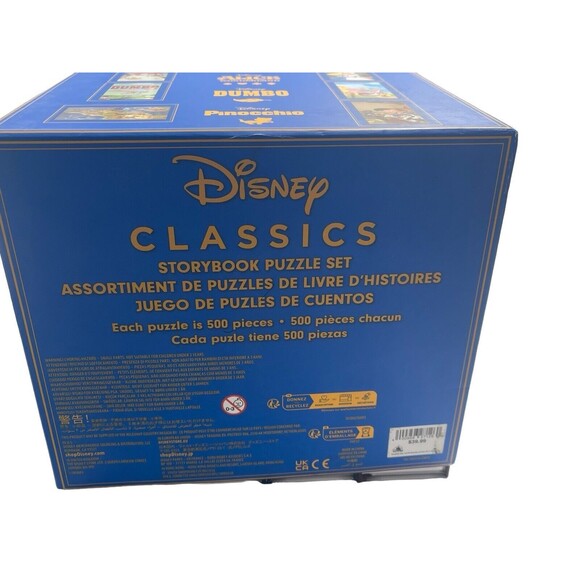 Disney Storybook 4-Pack Puzzle Set Pinocchio Dumbo Peter Pan Alice 500 Pcs Each - Picture 14 of 16